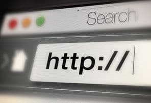 Web and url of search bar on computer screen for information.
