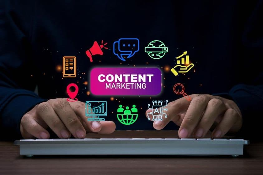 Creating content marketing with a computer.